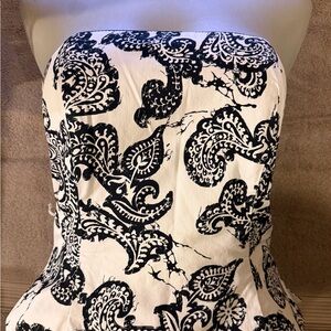 White House Black Market Strapless Dress with Black and White Pattern